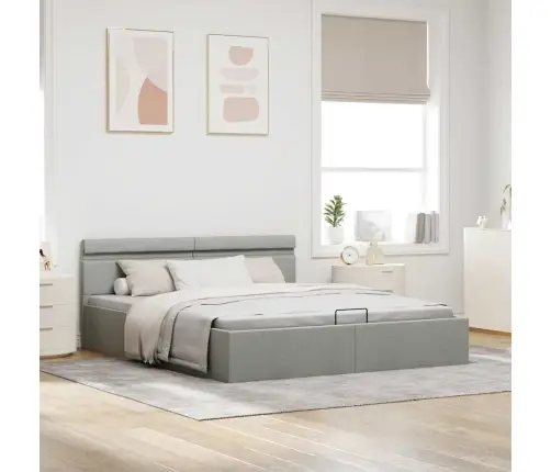 Lovos Rėmas Su Led Ir Daiktadėže, Pilkas, 180X200cm Audinys