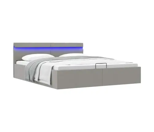 Lovos Rėmas Su Led Ir Daiktadėže, Pilkas, 180X200cm Audinys