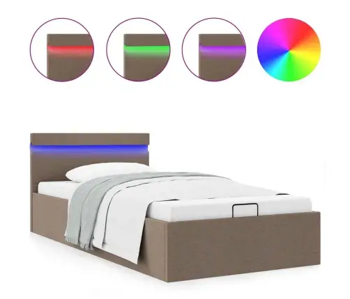 Lovos Rėmas Su Led Ir Daiktadėže, Taupe, 90X200cm Audinys