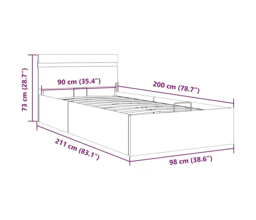 Lovos Rėmas Su Led Ir Daiktadėže, Taupe, 90X200cm Audinys