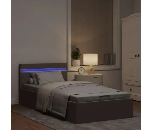 Lovos Rėmas Su Led Ir Daiktadėže, Taupe, 90X200cm Audinys