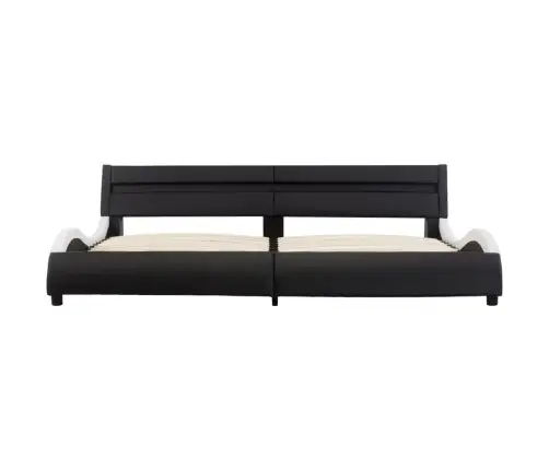Lovos Rėmas Su Led, Juodas Ir Baltas, 180X200cm Dirbtinė Oda