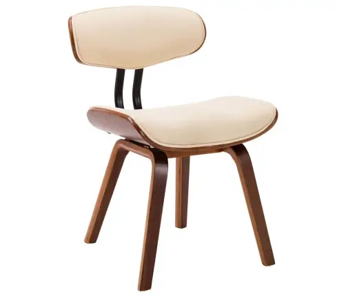 Valgomojo Kėdės, 6Vnt., Krem. Sp., Išlenkta Med. Ir Dirbt. Oda