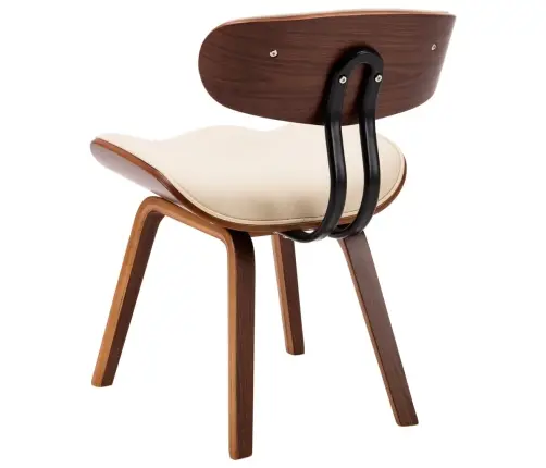 Valgomojo Kėdės, 6Vnt., Krem. Sp., Išlenkta Med. Ir Dirbt. Oda