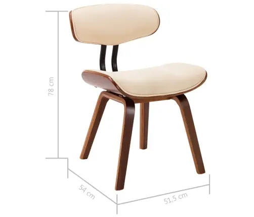 Valgomojo Kėdės, 6Vnt., Krem. Sp., Išlenkta Med. Ir Dirbt. Oda