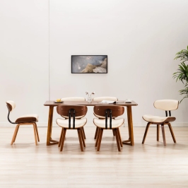 Söögitoolid 6 Tk, Kreemjasvalge, Painutatud Puit Ja Kunstnahk