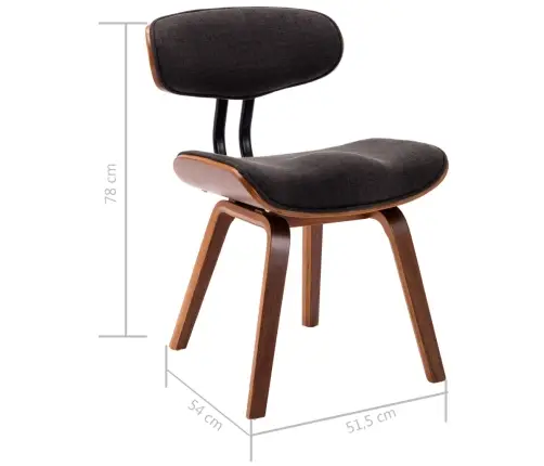 Valgomojo Kėdės, 6Vnt., Pilkos Sp., Išlenkta Mediena Ir Audinys