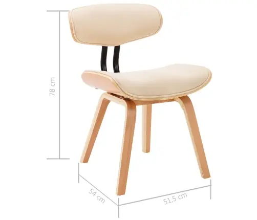 Valgomojo Kėdės, 4Vnt., Krem. Sp., Išlenkta Med. Ir Dirbt. Oda