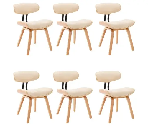 Söögitoolid 6 Tk, Kreemjasvalge, Painutatud Puit Ja Kunstnahk