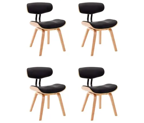 Söögitoolid 4 Tk, Must, Painutatud Puit Ja Kunstnahk