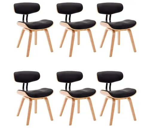 Söögitoolid 6 Tk, Must Painutatud Puit Ja Kunstnahk