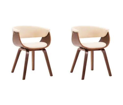 Söögitoolid 2 Tk, Kreemjasvalge, Painutatud Puit Ja Kunstnahk