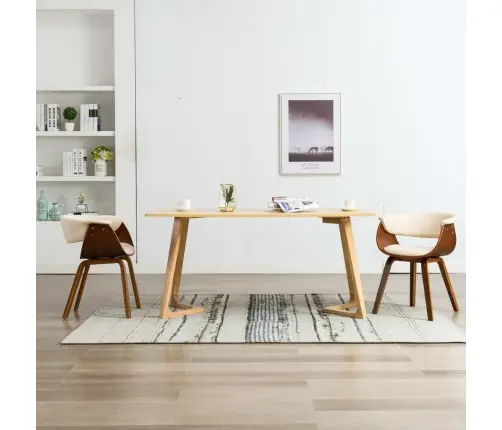 Söögitoolid 2 Tk, Kreemjasvalge, Painutatud Puit Ja Kunstnahk