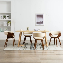 Söögitoolid 4 Tk, Kreemjasvalge, Painutatud Puit Ja Kunstnahk