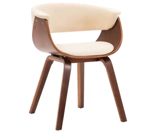 Valgomojo Kėdės, 6Vnt., Krem. Sp., Išlenkta Med. Ir Dirbt. Oda