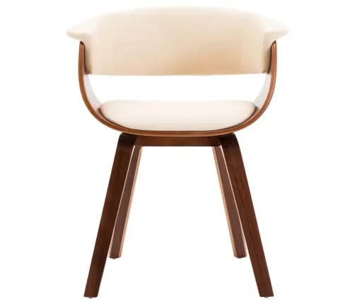 Valgomojo Kėdės, 6Vnt., Krem. Sp., Išlenkta Med. Ir Dirbt. Oda