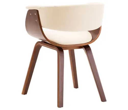 Valgomojo Kėdės, 6Vnt., Krem. Sp., Išlenkta Med. Ir Dirbt. Oda