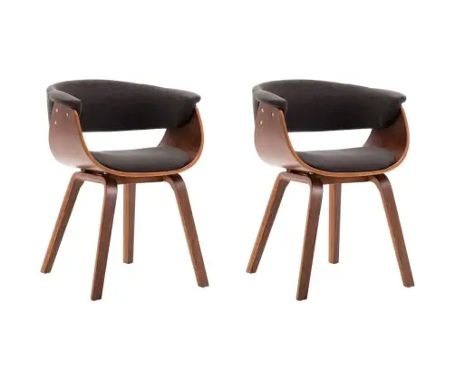 Virtuves Krēsli, 2 Gab., Pelēki, Izliekts Koks Un Audums Vidaxl