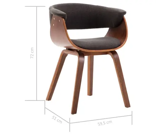 Virtuves Krēsli, 2 Gab., Pelēki, Izliekts Koks Un Audums Vidaxl