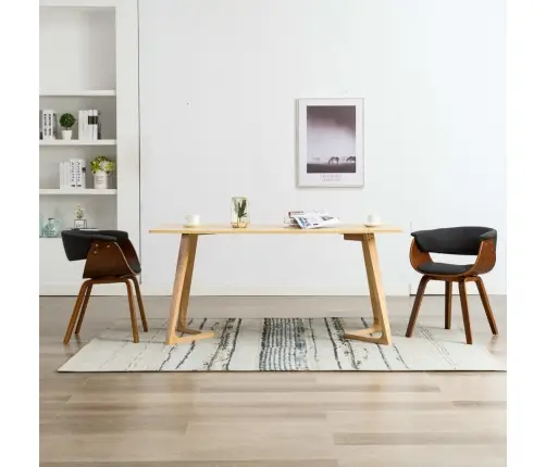 Virtuves Krēsli, 2 Gab., Pelēki, Izliekts Koks Un Audums Vidaxl