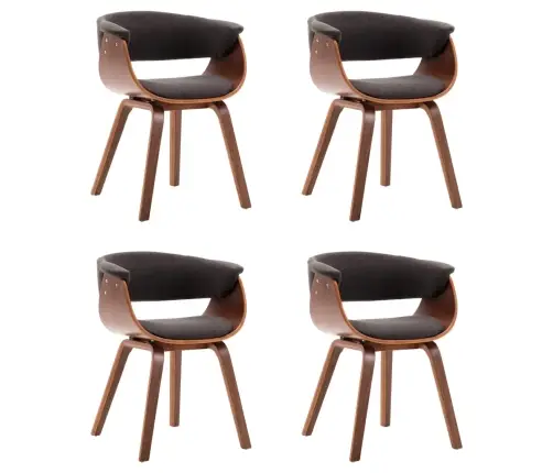 Virtuves Krēsli, 4 Gab., Izliekts Koks Un Audums, Pelēki Vidaxl