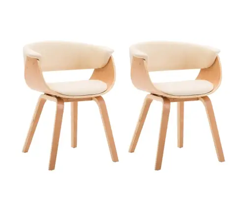 Söögitoolid 2 Tk, Kreemjasvalge, Painutatud Puit Ja Kunstnahk