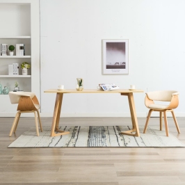 Söögitoolid 2 Tk, Kreemjasvalge, Painutatud Puit Ja Kunstnahk