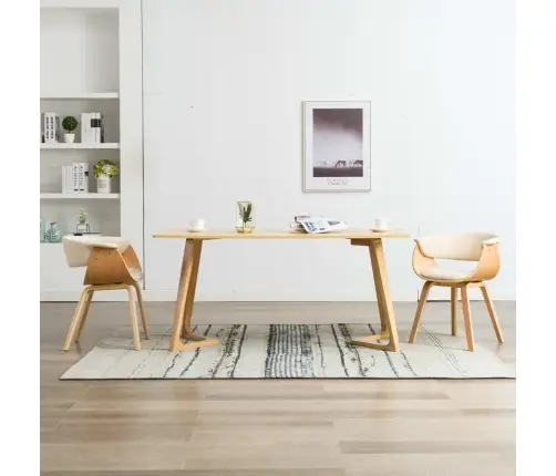 Söögitoolid 2 Tk, Kreemjasvalge, Painutatud Puit Ja Kunstnahk