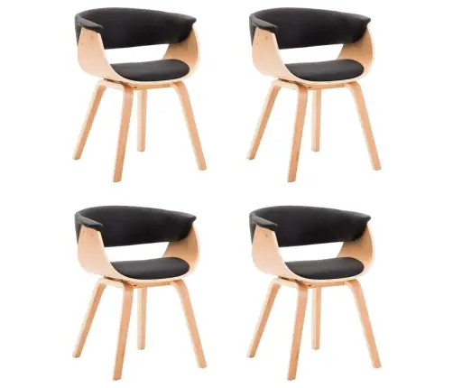 Virtuves Krēsli, 4 Gab., Melni, Liekts Koks Un Mākslīgā Āda Vidaxl