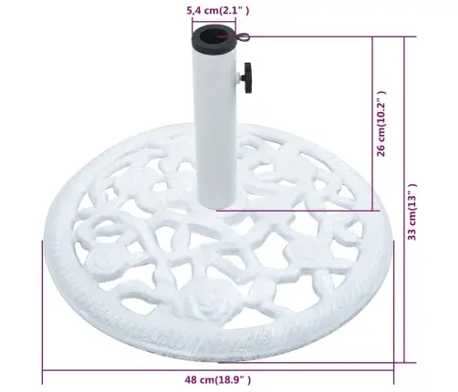 Saulessarga Pamatne, Balta, 12 Kg, 48 Cm, Čuguns Vidaxl