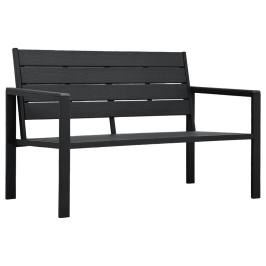 Dārza Sols, 120 Cm, Melns Hdpe, Koka Imitācija Vidaxl