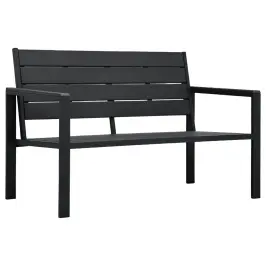 Sodo Suoliukas, Juodos Spalvos, 120cm Hdpe, Medienos Imitacija