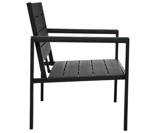 Dārza Sols, 120 Cm, Melns Hdpe, Koka Imitācija Vidaxl