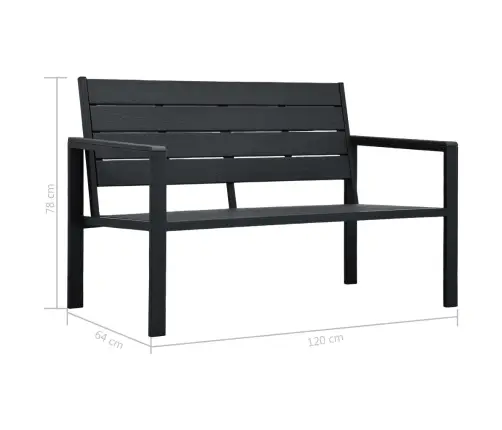 Dārza Sols, 120 Cm, Melns Hdpe, Koka Imitācija Vidaxl