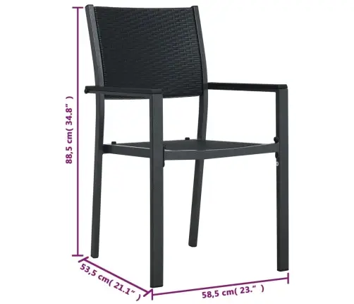 Dārza Krēsli, 2 Gab., Melna Plastmasa, Pinuma Dizains Vidaxl