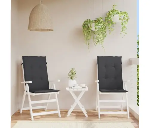 Kõrge Seljatoega Toolipadjad 2 Tk, Must, 120X50X3 cm Kangas