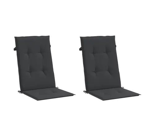 Kõrge Seljatoega Toolipadjad 2 Tk, Must, 120X50X3 cm Kangas