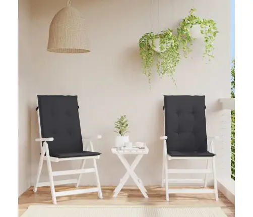 Kõrge Seljatoega Toolipadjad 2 Tk, Must, 120X50X3 cm Kangas