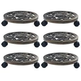 Augalų Padėklai Su Ratukais, 6Vnt., Bronziniai, 30cm Plastikas