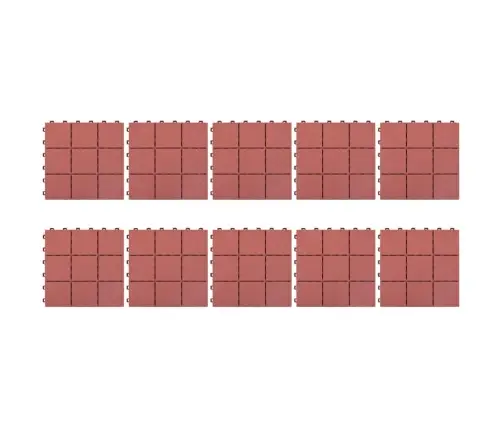 Grindų Plytelės, 10Vnt., Raudonos, 30,5X30,5cm Plastikas