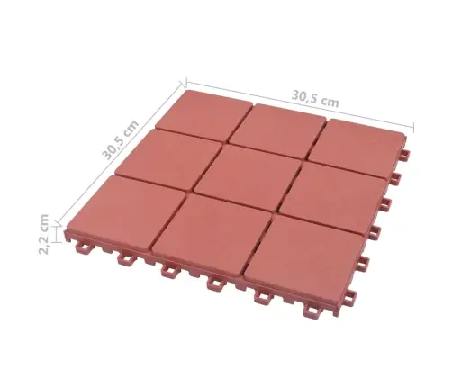 Grindų Plytelės, 10Vnt., Raudonos, 30,5X30,5cm Plastikas