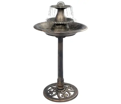 Putnu Vanna Ar Strūklaku, Bronzas Krāsa, 50X91 Cm, Plastmasa Vidaxl