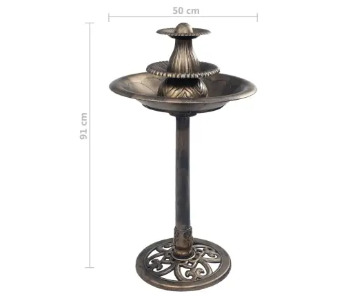 Putnu Vanna Ar Strūklaku, Bronzas Krāsa, 50X91 Cm, Plastmasa Vidaxl