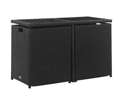 3-Osaline Aiamööblikomplekt Patjadega, Polürotang, Must