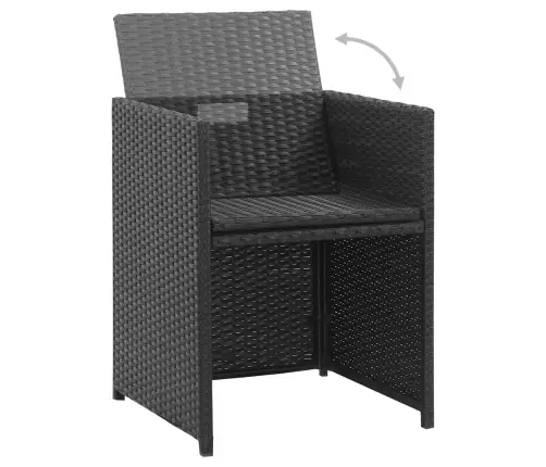 3-Osaline Aiamööblikomplekt Patjadega, Polürotang, Must