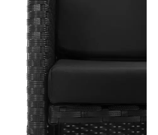 3-Osaline Aiamööblikomplekt Patjadega, Polürotang, Must