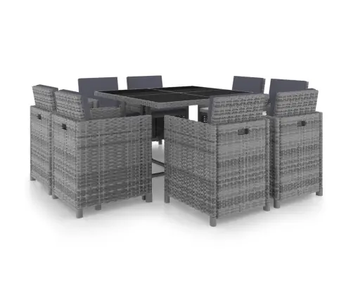 9-Daļīgs Dārza Mēbeļu Komplekts Ar Matračiem, Pe Rotangpalma Vidaxl