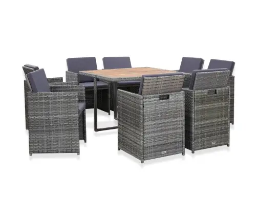 9-Daļīgs Dārza Mēbeļu Komplekts Ar Matračiem, Pe Rotangpalma Vidaxl