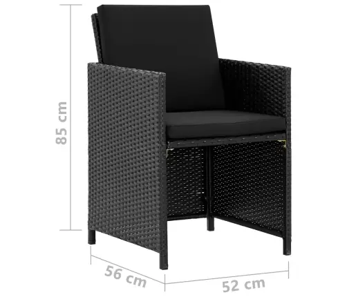 11-Daļīgs Dārza Mēbeļu Komplekts Ar Matračiem, Melns Pe Vidaxl