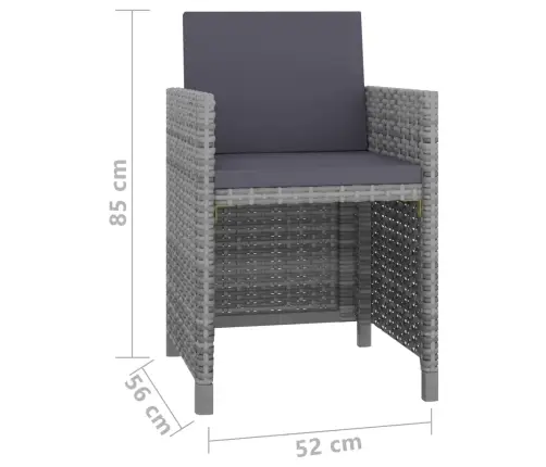 13-Daļīgs Dārza Mēbeļu Komplekts Ar Matračiem, Pelēks Pe Pinums Vidaxl